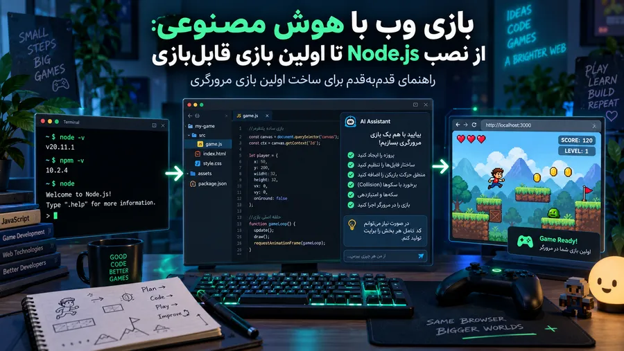 create game with nodejs and threejs and ai